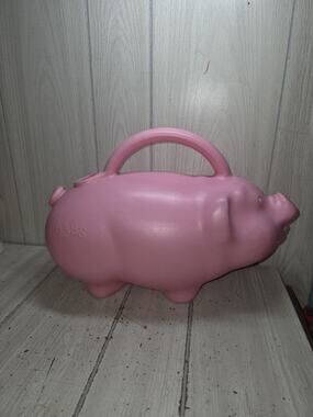 Babs The Pink Pig Blow Mold Watering Can Made In USA Plants Gardening Farmhouse